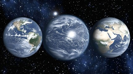 Poster - Exploring cosmic realms earthlike planets in space digital art vast universe surreal perspective