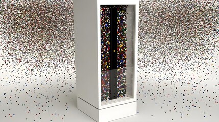 Poster - Colorful confetti sprinkle packaging design studio environment 3d rendered visual concept
