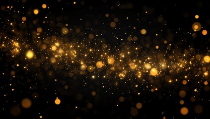 Wall Mural - Golden particles on black background