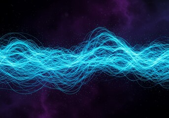 Poster - Abstract blue light trails creating a dynamic energy flow background