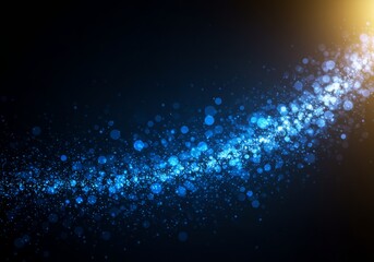 Poster - Abstract blue light particles stream on dark background with bokeh effect