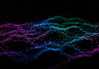 Poster - Abstract network background with connecting dots and lines technology