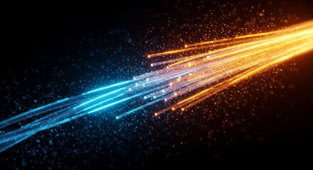 Poster - Abstract technology background featuring colorful glowing fiber optic cables
