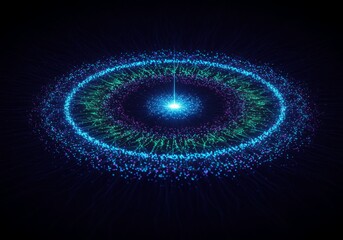 Poster - Abstract technology background with glowing particles and light beam effect