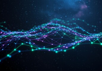Poster - Abstract technology background with glowing nodes and network connections