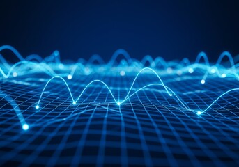 Poster - Abstract technology grid with glowing lines and nodes data visualization