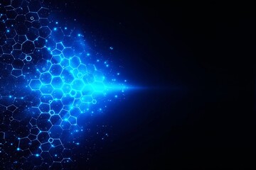 Poster - Futuristic glowing hexagonal abstract background with blue light effect.