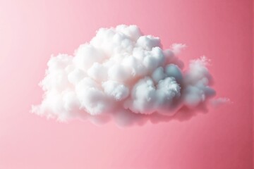 Poster - Fluffy white cloud with soft light on a pink background.