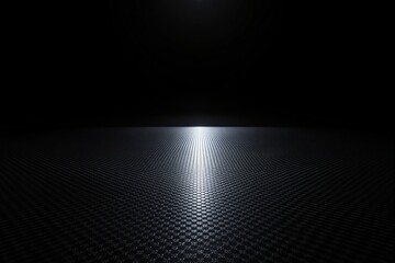 Poster - Futuristic dark carbon fiber background with glowing light reflection.