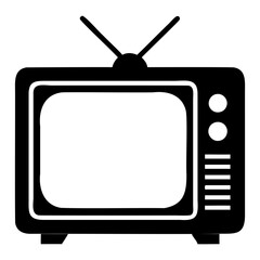 Poster - Old Television Silhouette Black Icon Vector Art on a transparent background