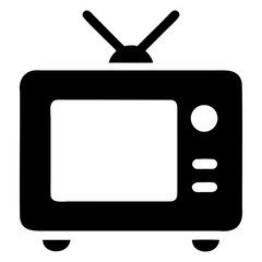 Poster - Retro TV Silhouette Black Illustration on a transparent background