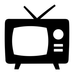 Poster - Classic TV Black Icon Vector Drawing on a transparent background