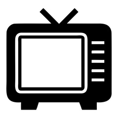 Poster - Old TV Set Silhouette Black Vector on a transparent background