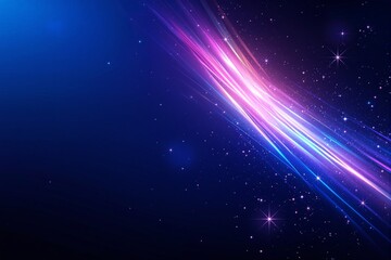 Poster - Abstract cosmic light streaks on deep blue space background.