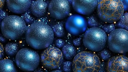 Poster - Shimmering blue ornaments with golden accents in festive rotation