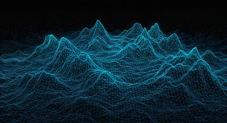 Poster - abstract techno background with blue lines earth surface visualization . Generative AI