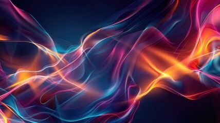Abstract picture of neon light particle with digital technology style design connecting become dynamic of electric wave movement represent about flowing of data or structure of network system. AIG53.