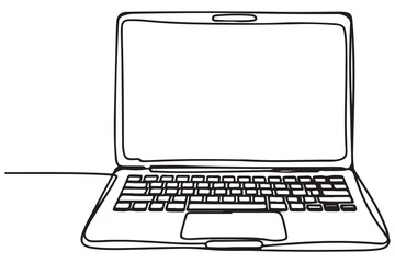 Poster - Continuous line drawing of laptop computer outline Vector illustration
