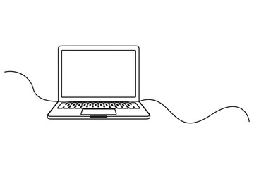 Poster - Continuous line drawing of laptop computer outline Vector illustration
