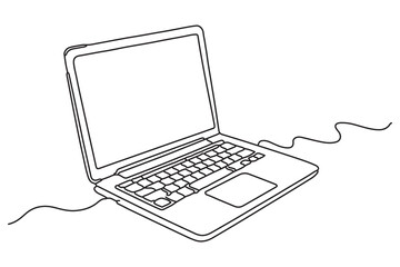 Poster - Continuous line drawing of laptop computer outline Vector illustration
