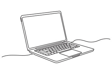Poster - Continuous line drawing of laptop computer outline Vector illustration
