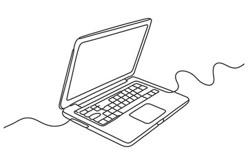 Poster - Continuous line drawing of laptop computer outline Vector illustration
