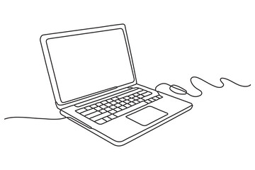 Poster - Continuous line drawing of laptop computer outline Vector illustration
