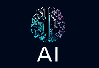 Poster - A digital representation of an AI brain with circuit patterns, symbolizing the intersection of technology and intelligence in modern society.