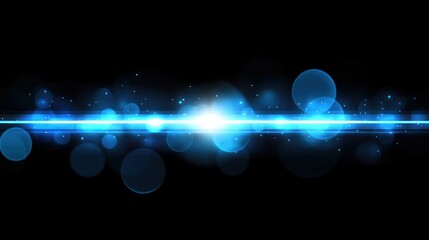 Wall Mural - Abstract blue light streaks on black background