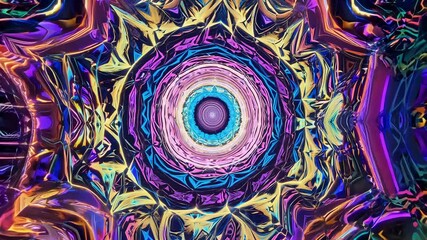 Leinwandbilder - Colorful abstract spiral pattern with vibrant hues and dynamic shapes in a digital art display