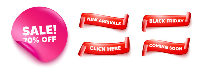 Poster - sale sticker, offer ribbons. black friday, coming soon. sale 70 percent off discount. promotion pric