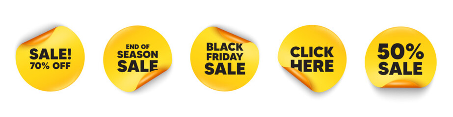 Poster - sale sticker tag. 50 percent discount, black friday paper price banners. sale 70 percent off discoun