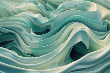 Poster - Abstract flowing shapes in soft teal tones. Background image of gradient green and blue mixing together with wave texture. Design for background and artistic compositions. Creative design. AIG51.