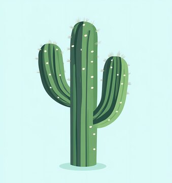 Cactus vector illustration, simple flat design clip art with bold lines and solid colors on a white background