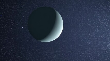 Wall Mural - aerial video view of a planet in space, half in shadow, surrounded by stars. captures the vastness a