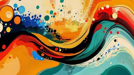 Poster - Colorful abstract waves merge in dynamic artistic motion
