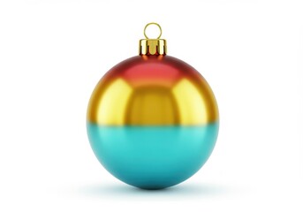 Wall Mural - Colorful christmas ornament with gold, red, and teal on a white background