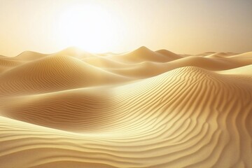 Aufkleber - Desert dunes with smooth curves, warm sunlight creating soft shadows, monochromatic palette