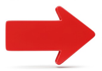 Poster - Isolated red arrow pointing right on a white background indicating direction