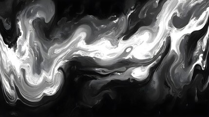 Poster - Dynamic black and white abstract chaos digital art studio environment artistic viewpoint