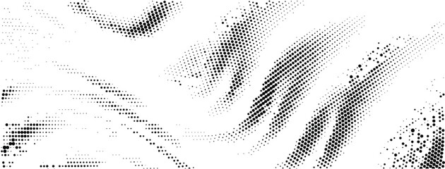 Wall Mural - Abstract wave halftone pattern. Black and white vector illustration	
