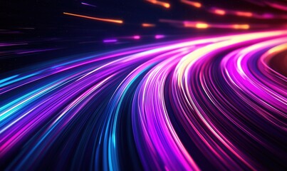 Poster - Vibrant abstract light trails in dynamic motion with colorful neon effects
