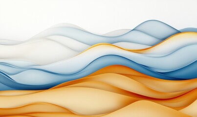 Poster - abstract wavy patterns in blue and orange tones creating a serene visual experience