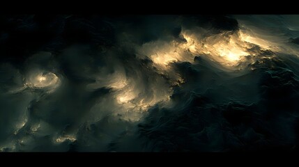 Aufkleber - Abstract chaos in unrealistic cloud patterns digital art surreal environment dark viewpoint