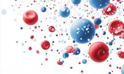 Poster - Colorful abstract representation of molecules and atoms in red and blue hues