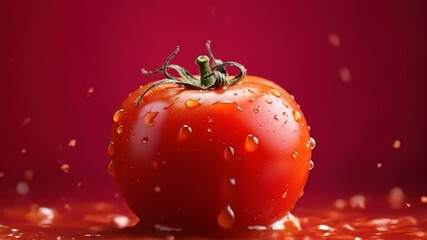 Poster - red tomato with water drops