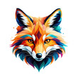 © Thamara - Colorful geometric fox head on a black background art on transparent background