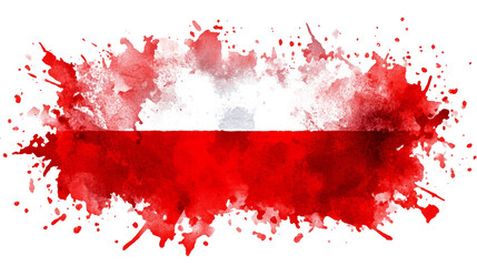 Aufkleber - Watercolor splash abstract in red and white with smudged paint details artwork