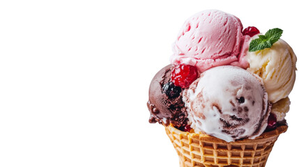 Aufkleber - Deliciously decadent ice cream cone featuring a colorful variety of flavors and fresh toppings