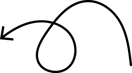 Fototapete - Black hand drawn arrows on white background. Curve arrow icon. Arrow, cursor icon. Collection of pointers. Back, Forward, Next, Previous sign